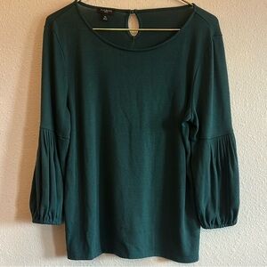Talbots Teal Blouse with Gathered Sleeves